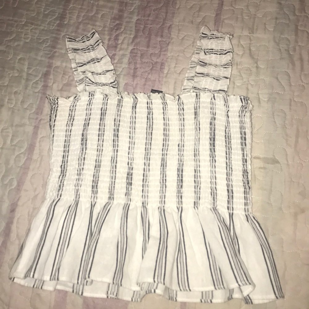 Black and white striped crop top